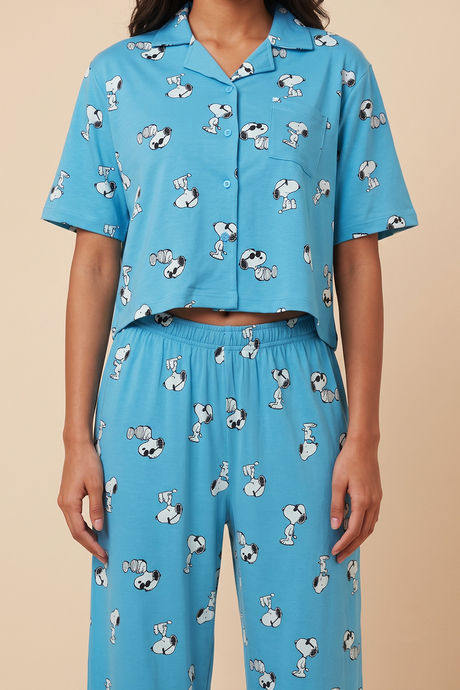 Zivame Peanuts Knit Cotton Loungewear Set - Bachelor Button — image 5